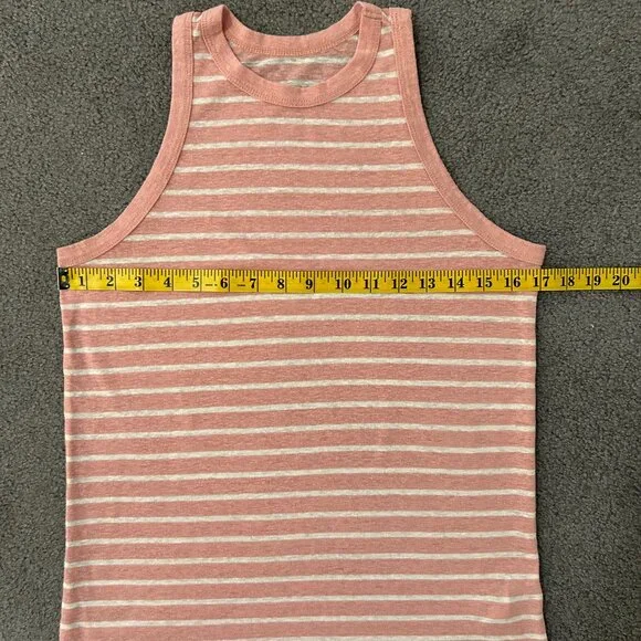 A New Day | Coral and White Striped Tank Top, size S - Picture 3 of 5